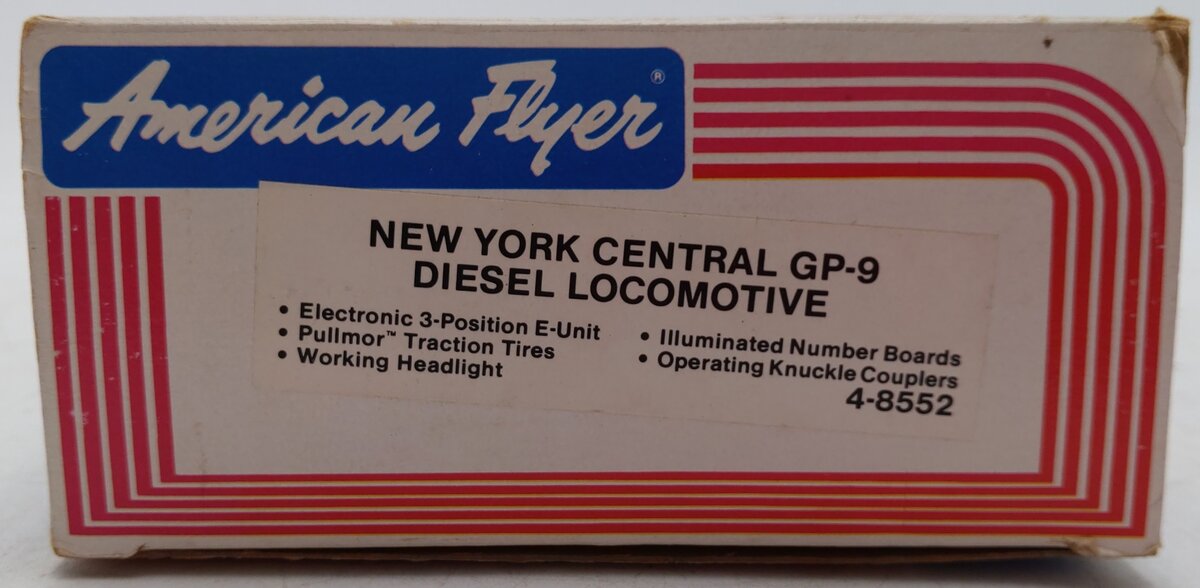 American Flyer 4-8552 S Scale New York Central GP-9 Diesel Locomotive EX/Box