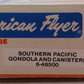 American Flyer 6-48500 S Gauge Southern Pacific Gondola w/Gray Canisters #48500 EX/Box