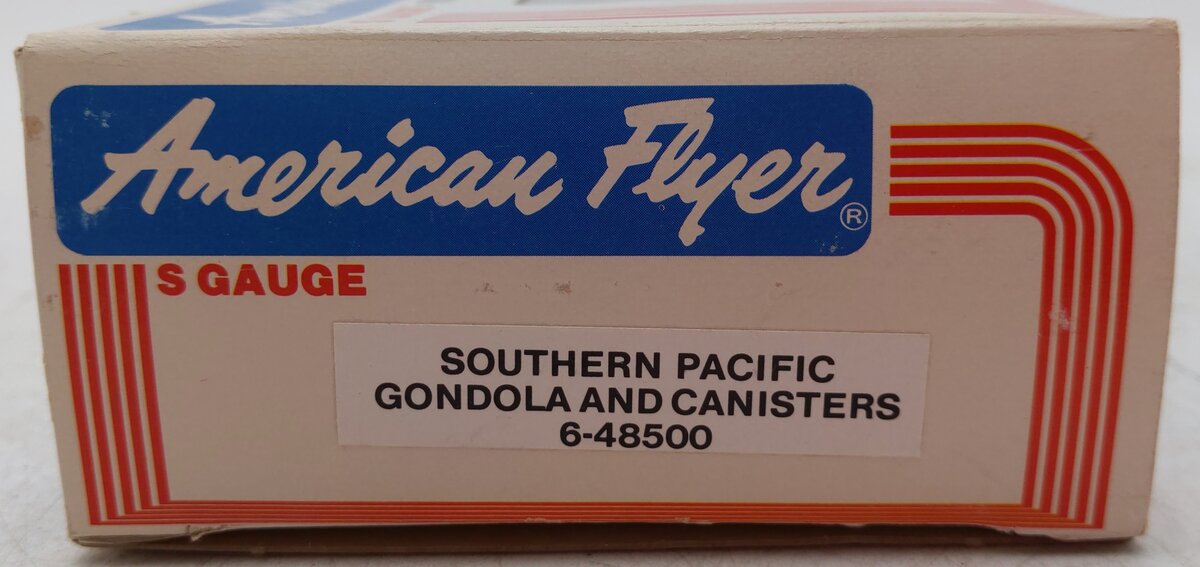 American Flyer 6-48500 S Gauge Southern Pacific Gondola w/Gray Canisters #48500 EX/Box