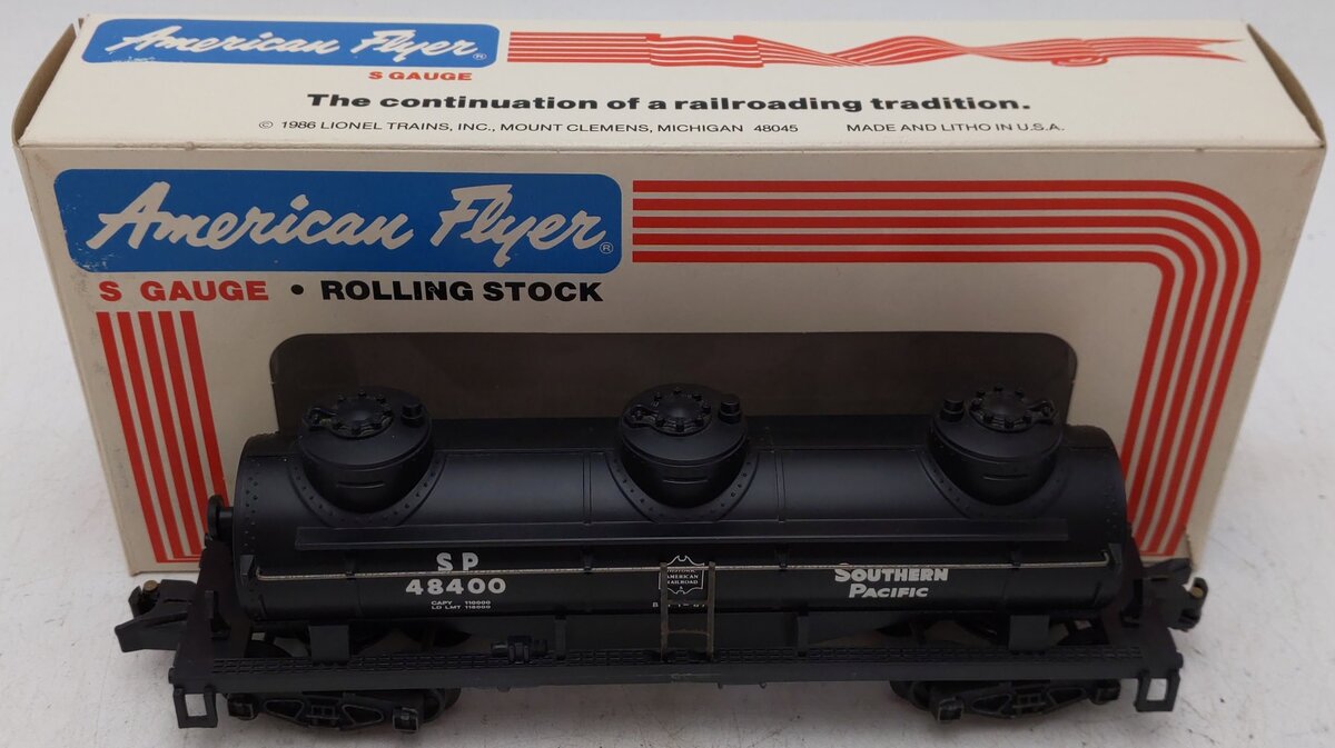 American Flyer 6-48400 S Gauge Southern Pacific Three Dome Tank Car #48400 VG/Box