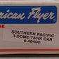 American Flyer 6-48400 S Gauge Southern Pacific Three Dome Tank Car #48400 VG/Box