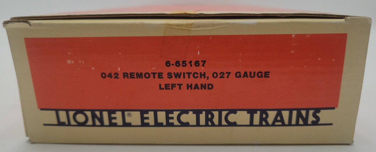 Lionel 6-65167 O27 42" Left Hand Remote Control Switch Turnout VG/Box