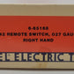 Lionel 6-65168 O27 42" Right Hand Remote Control Switch Turnout VG/Box
