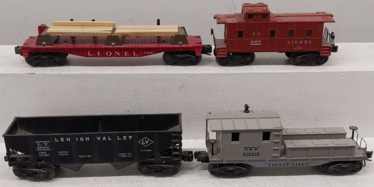 Lionel Vintage O Freight Cars 6419-100, 6357, 6476, 6264 [4] VG
