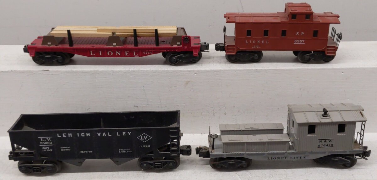 Lionel Vintage O Freight Cars 6419-100, 6357, 6476, 6264 [4] VG