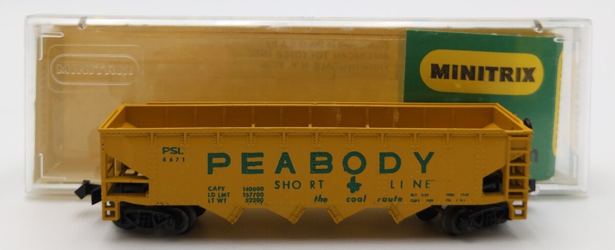 Minitrix 3279 N Scale Peabody Short Line Hopper Car #6671 LN/Box