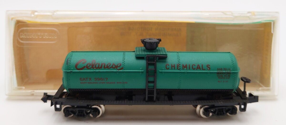 Trix 3293 N Scale GATX Corporation Celanese Chemicals Tank Car #39617 EX/Box