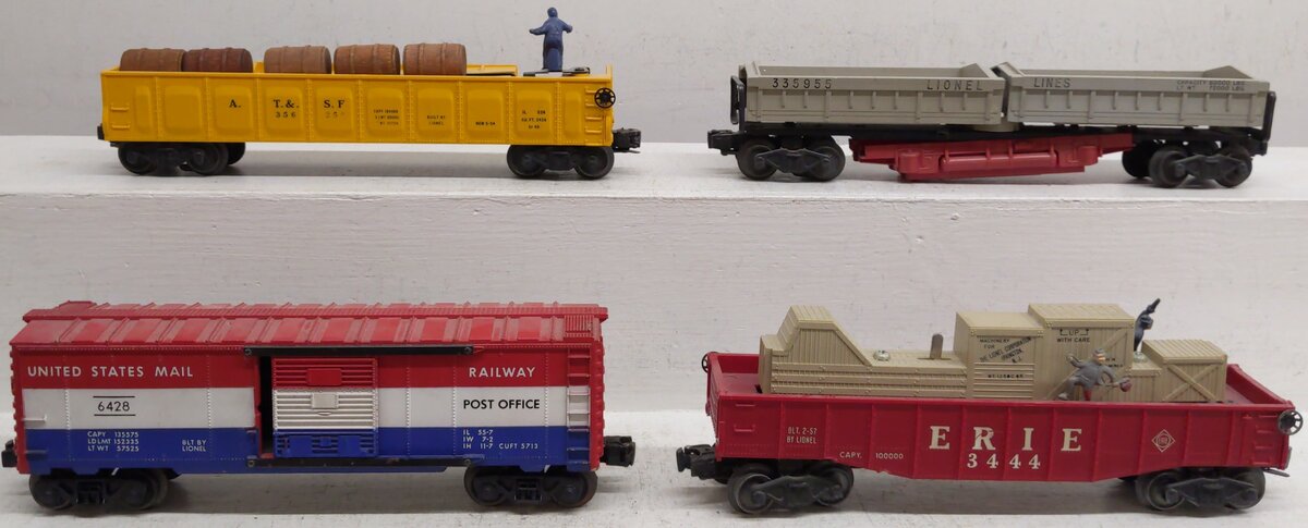 Lionel O Gauge Vintage Freight Cars; 356250, 3444, 6428, 335955, [4] VG