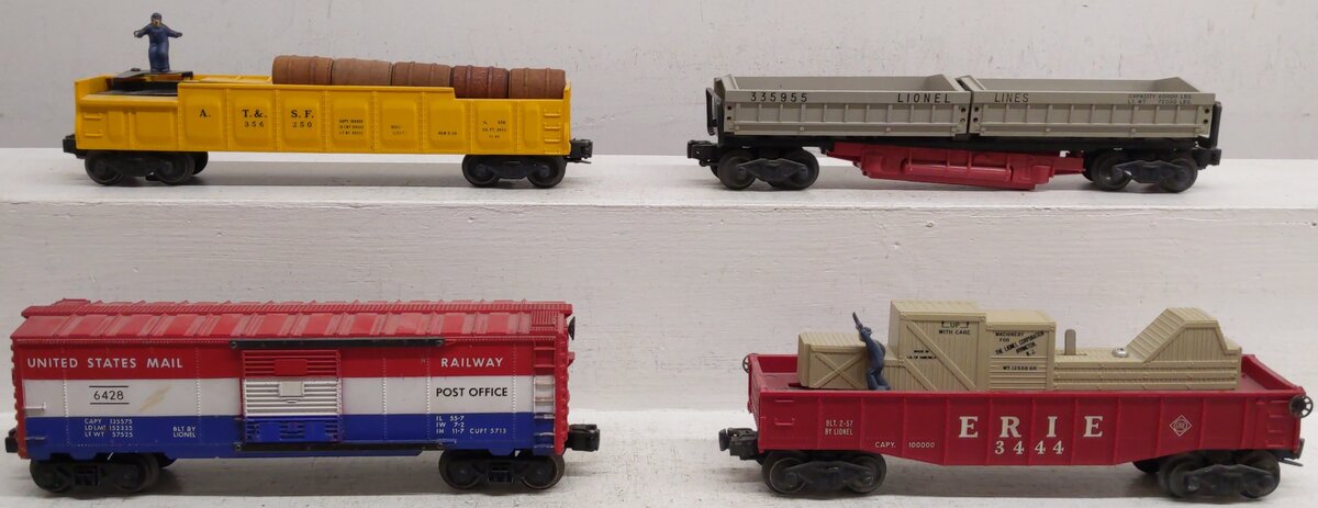 Lionel O Gauge Vintage Freight Cars; 356250, 3444, 6428, 335955, [4] VG