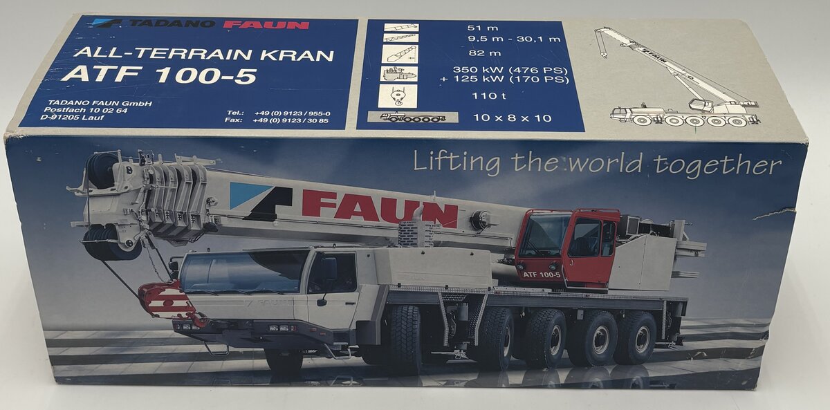 Conrad 2096 1:50 Tadano Faun ATF 100-5 All-Terrain Crane Truck Diecast LN/Box