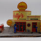 Menards 279-5017 HO Wally's Service Station Pre-Built W/3 Figures/Light Function/Box