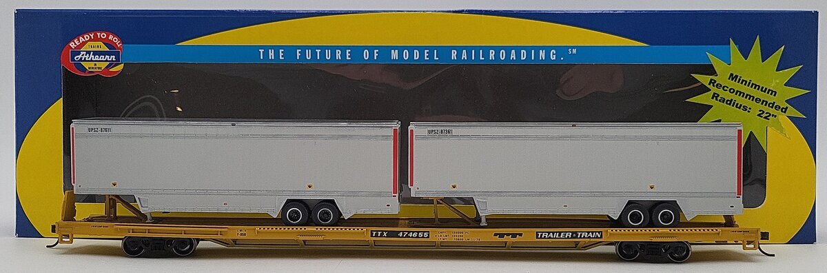 Athearn 92627 HO Trailer Train 85' Flat Car With 2-40' Trailers