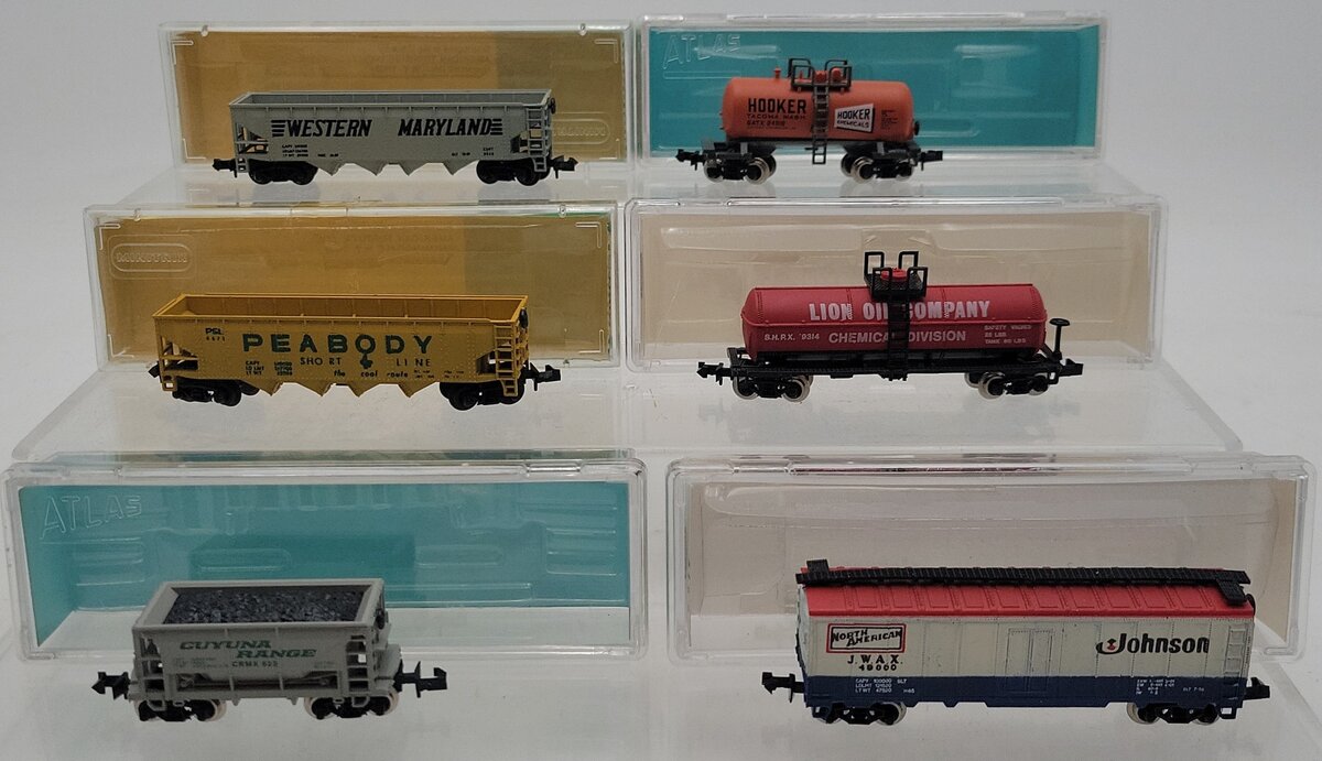 Minitrix, Model Power,& Atlas N Scale Assorted Freight cars [6] EX/Box