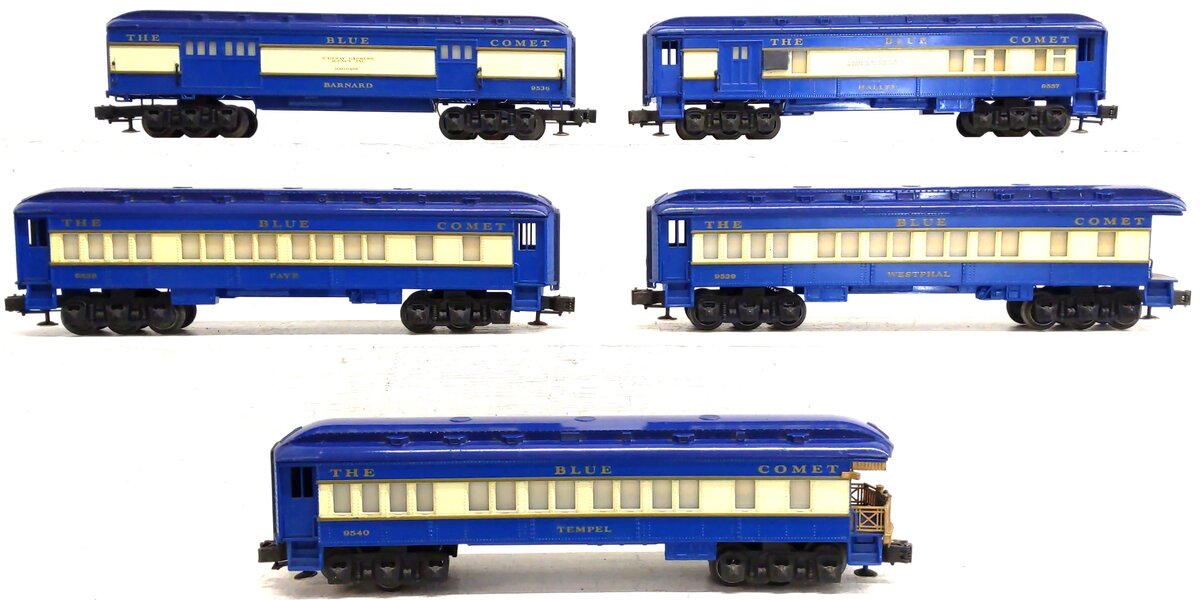 Lionel O Gauge "The Blue Comet" 5 Passenger Car Set - Custom