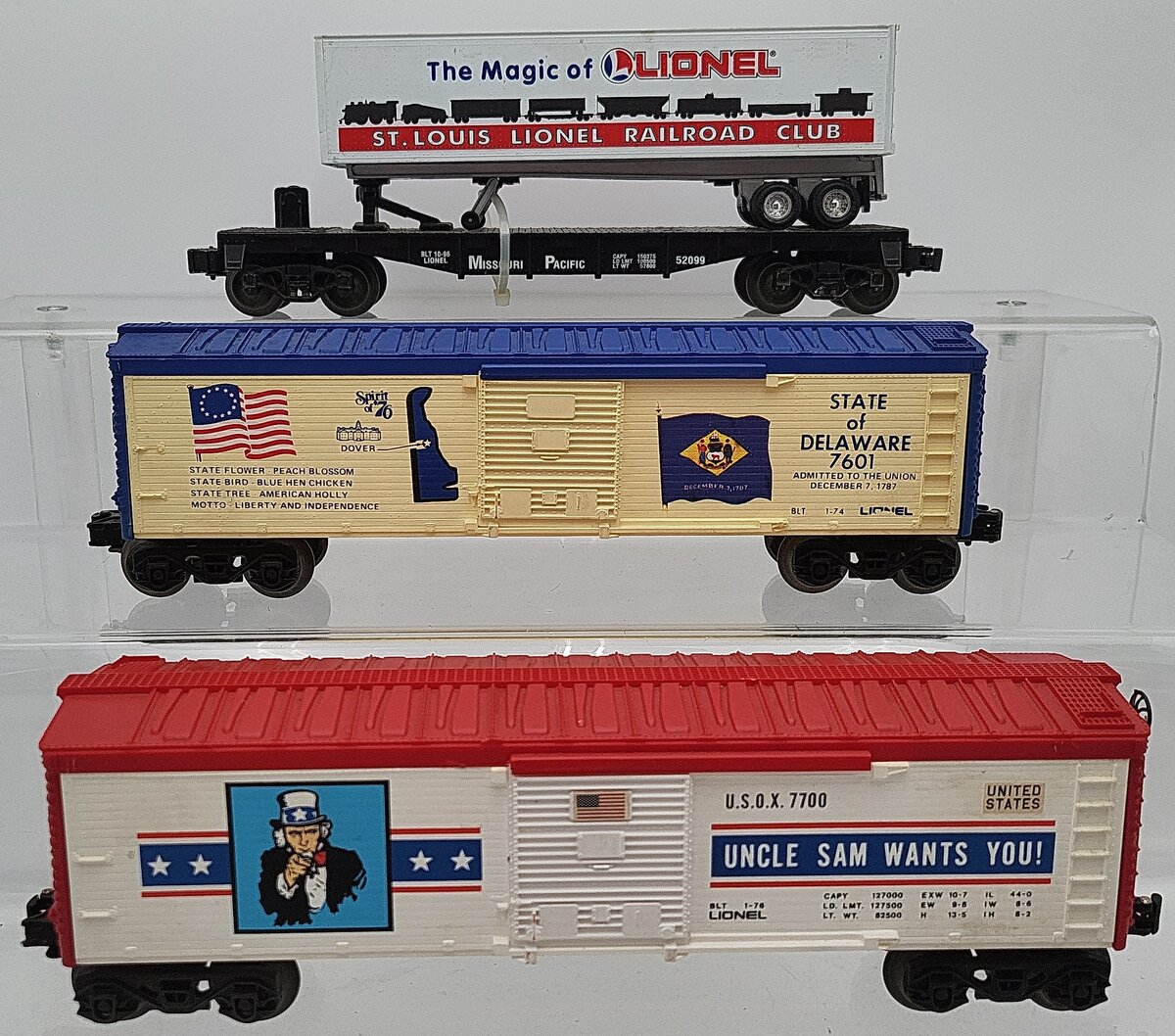 Lionel O Gauge Assorted Freight Cars: 52099, 7601, 7700 [3] VG