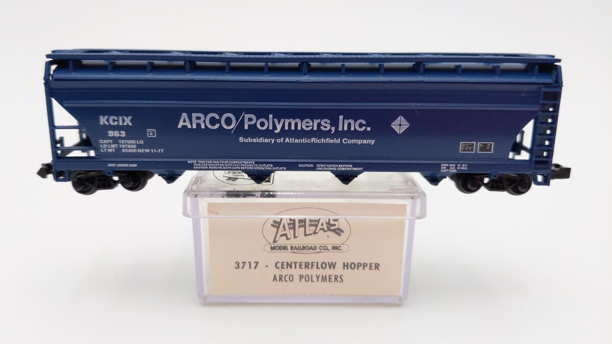 Atlas 3717 N ARCO Polymers Hopper 56' 4-Bay ACF Centerflow Covered Hopper #963 EX/Box