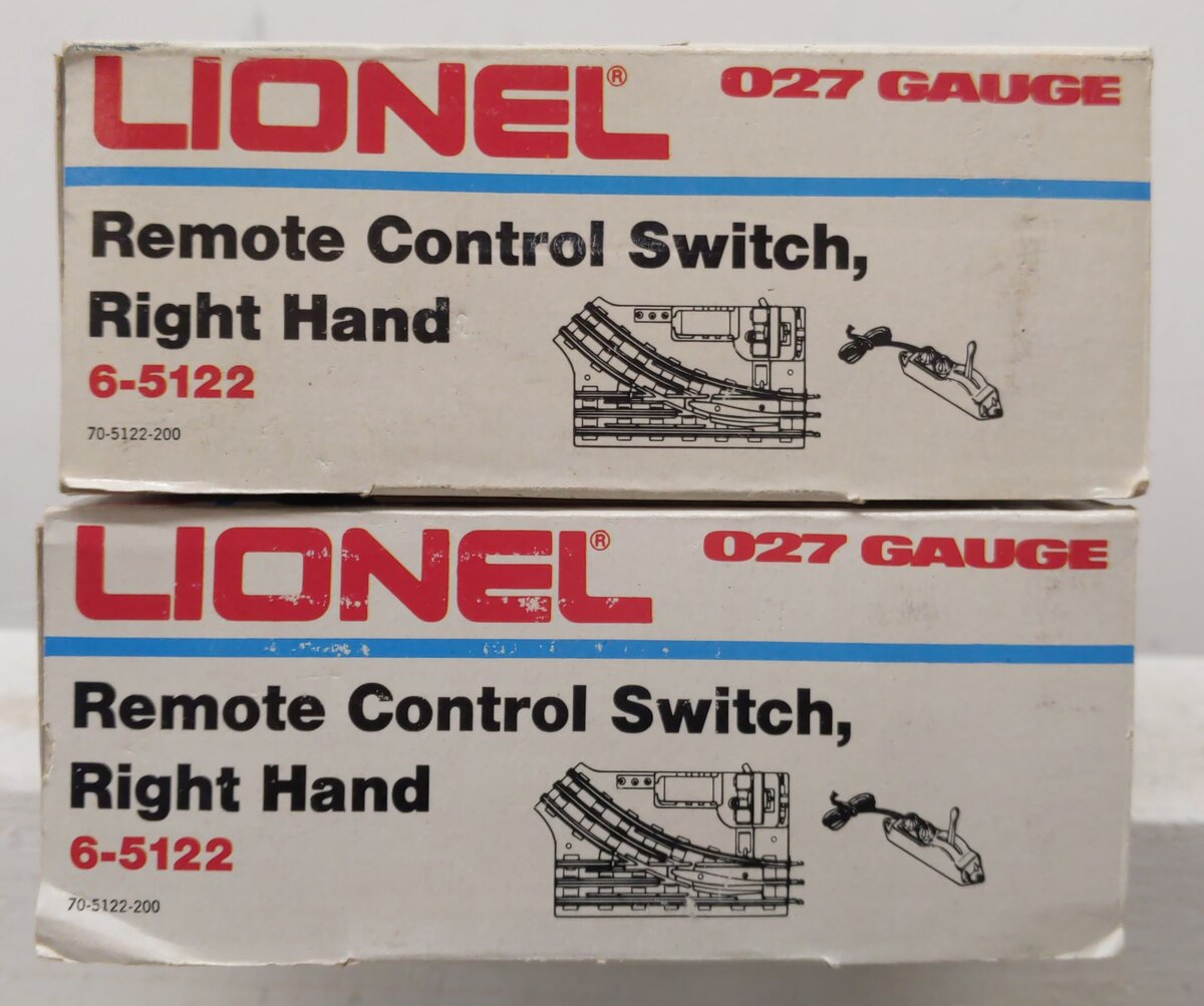 Lionel 6-5122 027 Right Hand Remote Control Switch Turnouts (2)/Box