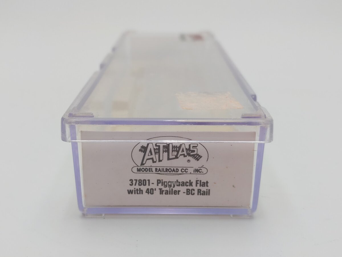 Atlas 37801 N Scale BC Rail Piggyback Flat w/40' Trailer #7041 EX/Box