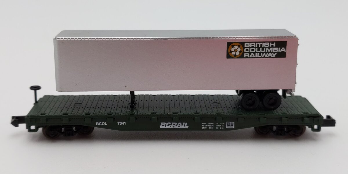 Atlas 37801 N Scale BC Rail Piggyback Flat w/40' Trailer #7041 EX/Box