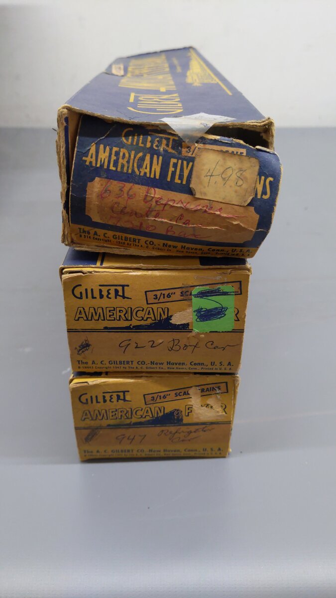 American Flyer Vintage S Gauge Freight Cars 640, 641, 922, 947, 636 [5] VG