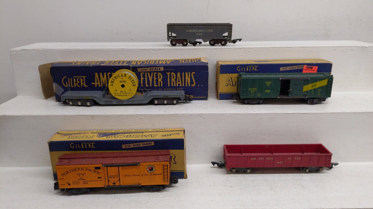 American Flyer Vintage S Gauge Freight Cars 640, 641, 922, 947, 636 [5] VG