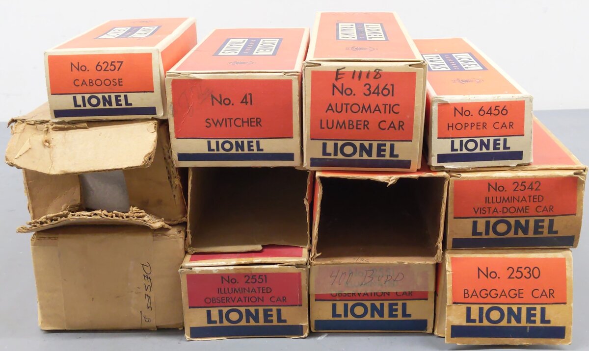 Lionel O Gauge Vintage Empty Boxes 3461, 41, 6456, 6257, 2530, 2542, 2551 [12]