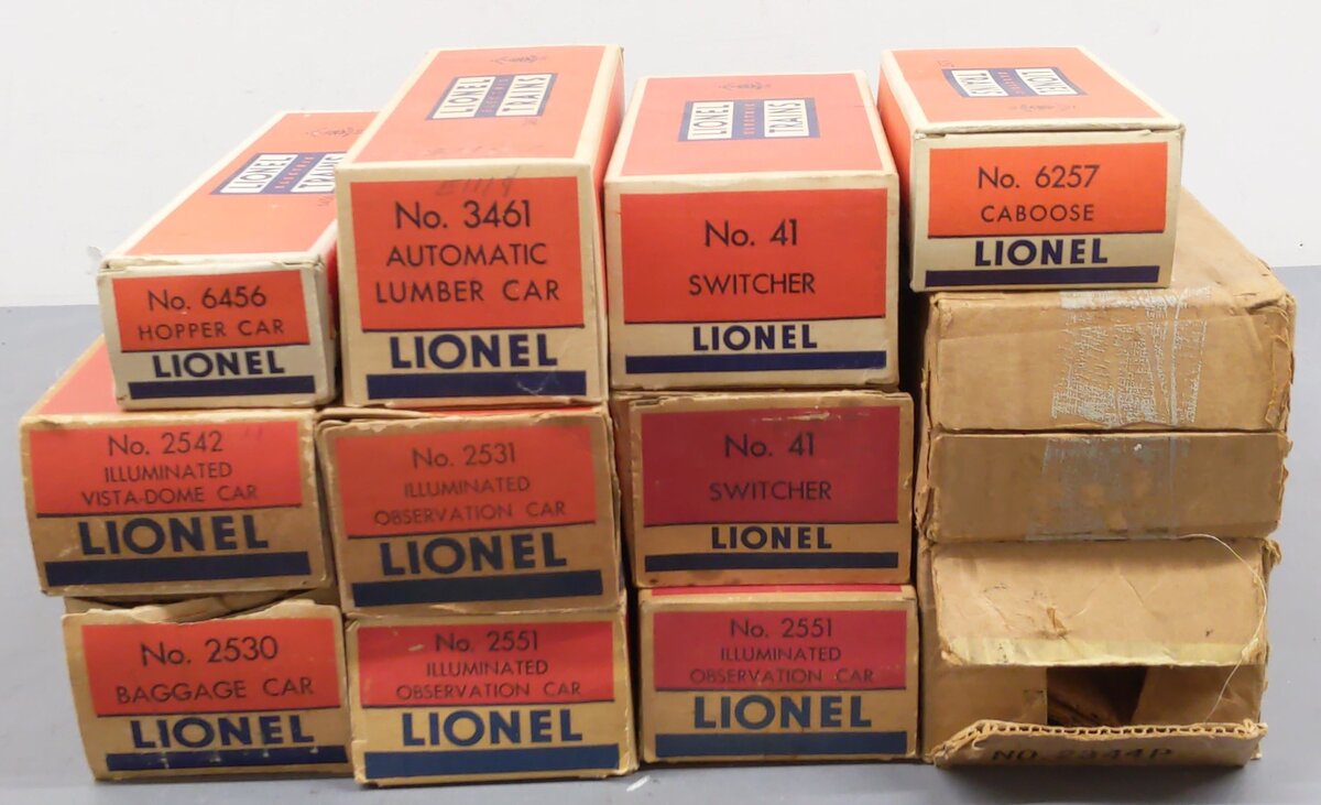 Lionel O Gauge Vintage Empty Boxes 3461, 41, 6456, 6257, 2530, 2542, 2551 [12]