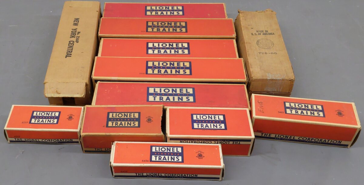Lionel O Gauge Vintage Empty Boxes 3461, 41, 6456, 6257, 2530, 2542, 2551 [12]