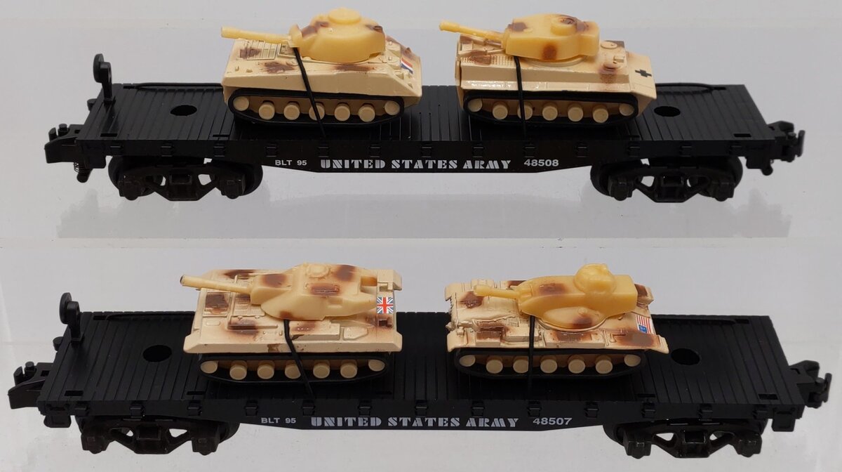 American Flyer 6-48507 S US Army Flatcars with Tanks (Set of 2) EX/Box