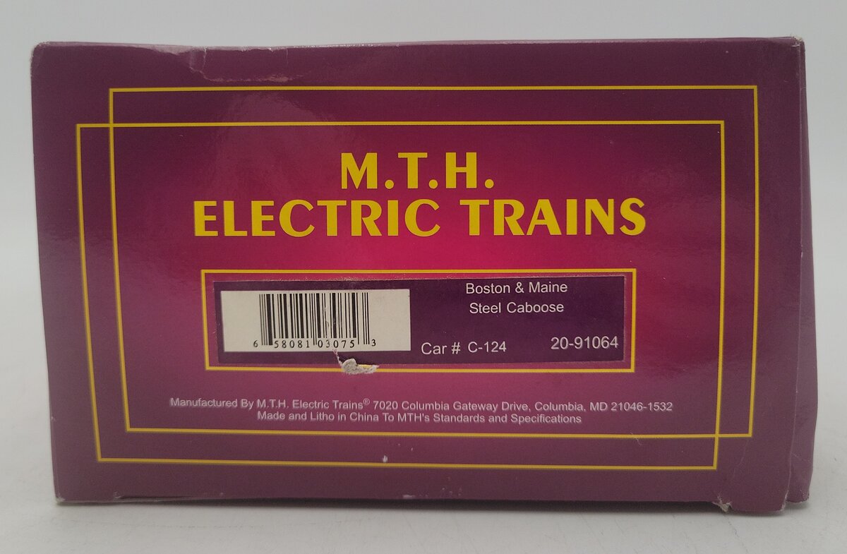 MTH 20-91064 O Gauge Boston & Maine Caboose #C-124 EX/Box