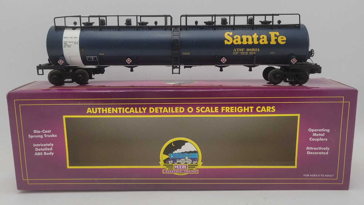 MTH 20-96024 O AT&SF 20,000 Gallon 4-Compartment Tank Car #98501 VG/Box