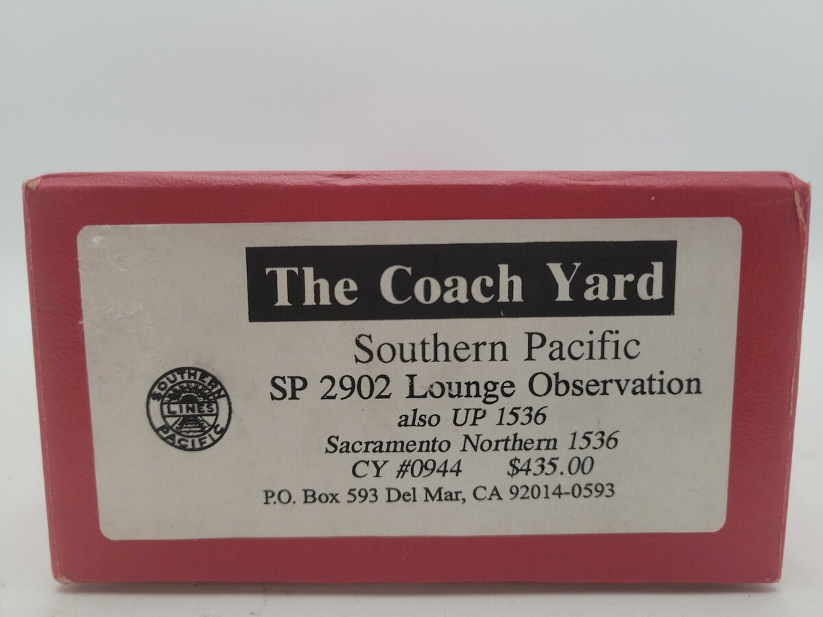 The Coach Yard 0944 HO BRASS CUSTOM SP Lounge Observation Car #2902/Box