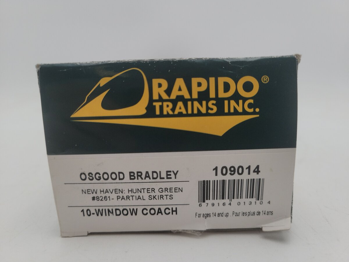Rapido Trains 109014 HO New Haven 10-Window Coach Phase II #8261 EX/Box