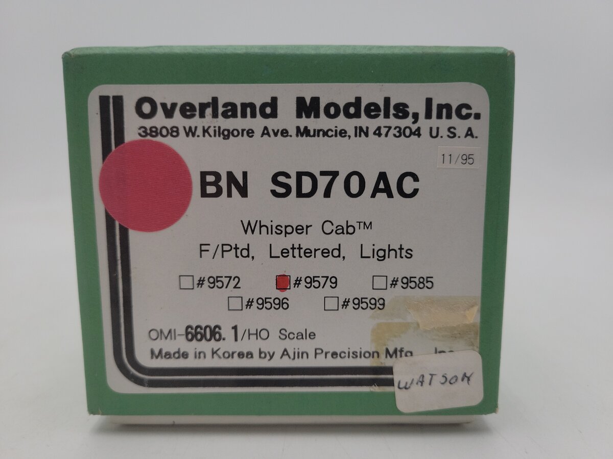 Overland 6606.1 HO Scale BRASS Burlington Northern Diesel Locomotive #9579 VG/Box