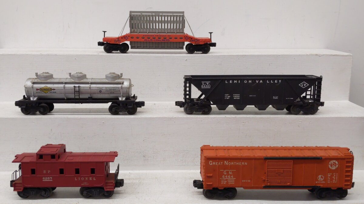 Lionel Vintage O Gauge Freight Cars: 6257, 6415, 6436, 6464-25, 6519 [5] EX/Box