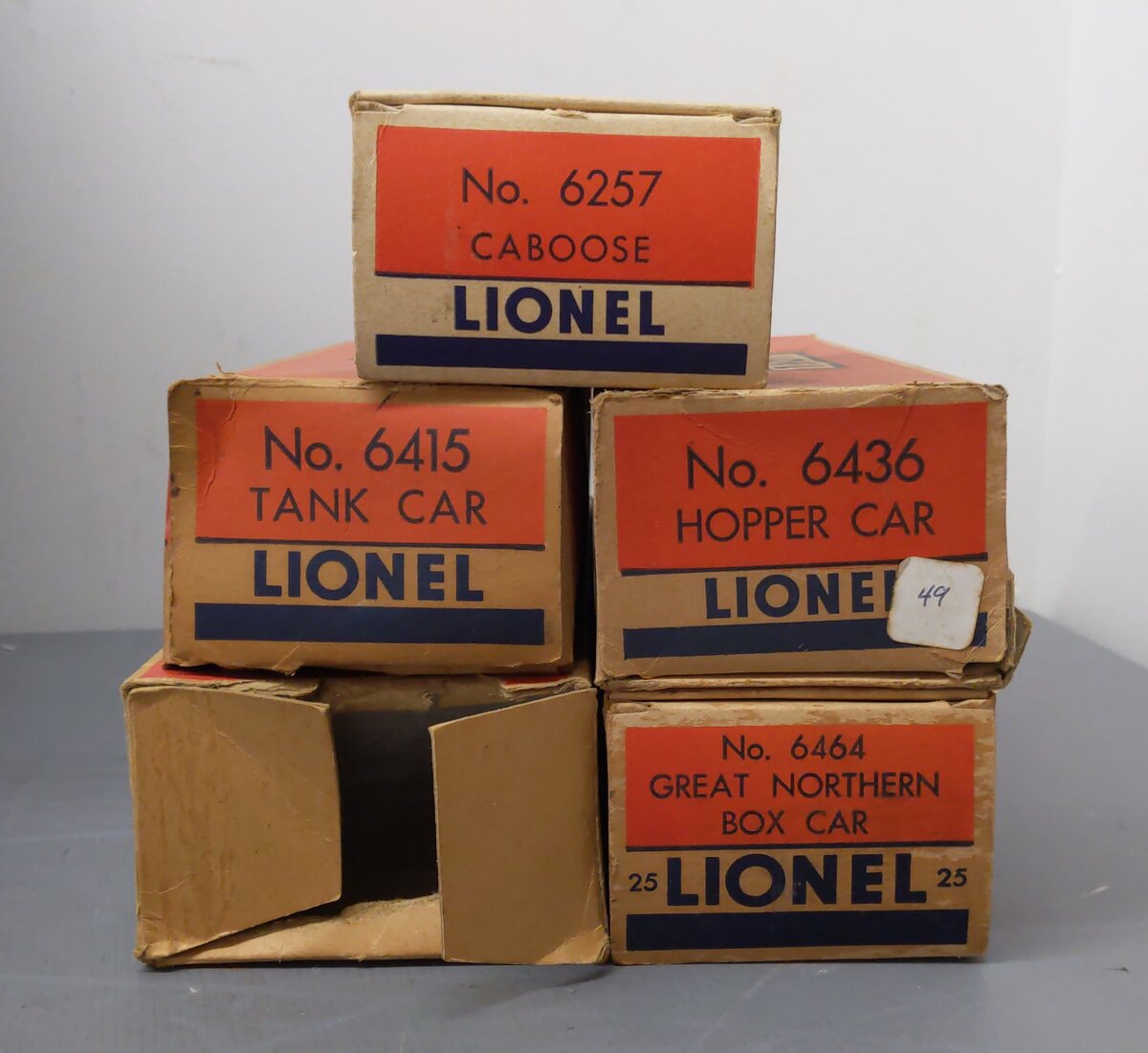 Lionel Vintage O Gauge Freight Cars: 6257, 6415, 6436, 6464-25, 6519 [5] EX/Box