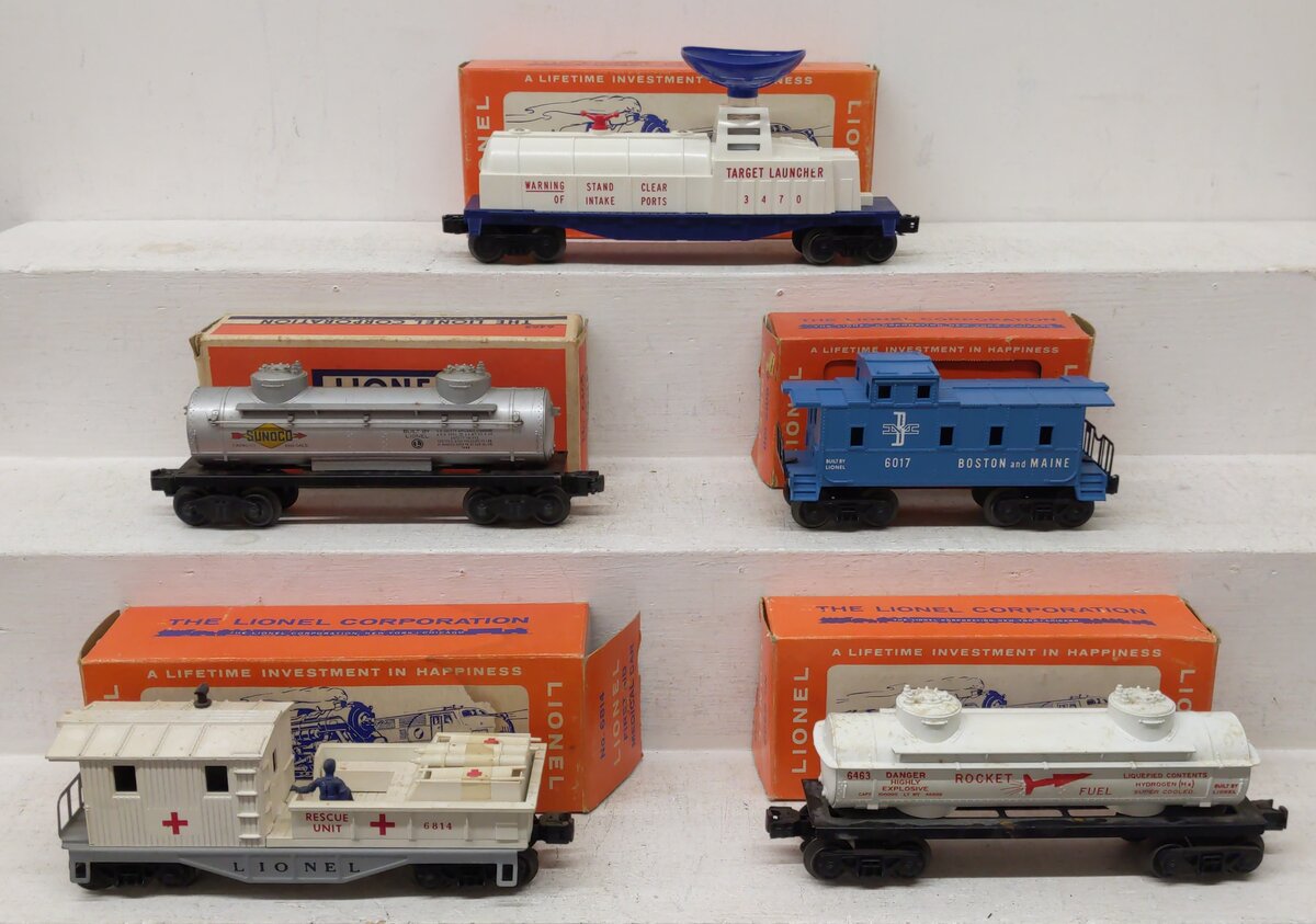 Lionel Vintage O Gauge Freight Cars: 6465, 6463, 6814, 6017-100, 3470 [5] EX/Box
