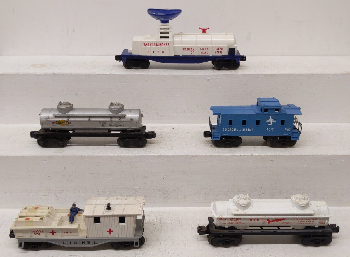 Lionel Vintage O Gauge Freight Cars: 6465, 6463, 6814, 6017-100, 3470 [5] EX/Box