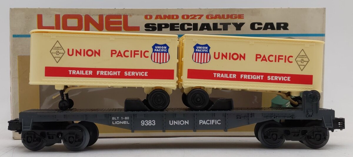 Lionel 6-9383 O Gauge Union Pacific FAR Piggyback Flatcar w/ Trailers EX/Box