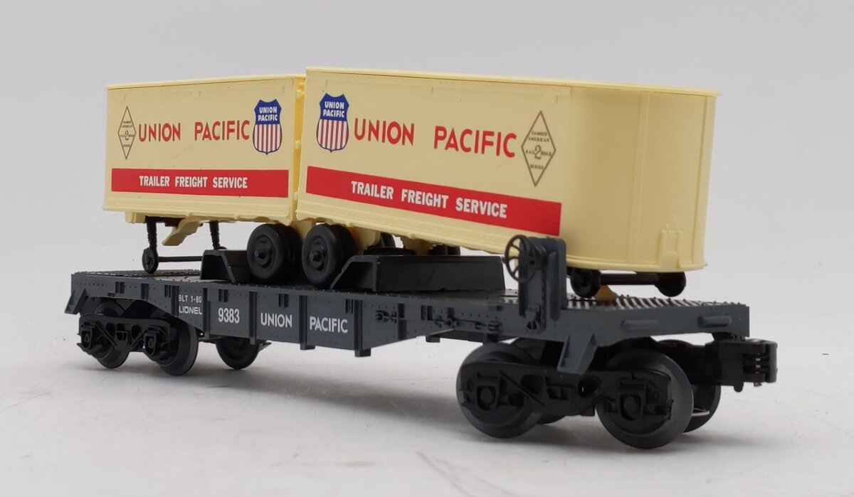 Lionel 6-9383 O Gauge Union Pacific FAR Piggyback Flatcar w/ Trailers EX/Box