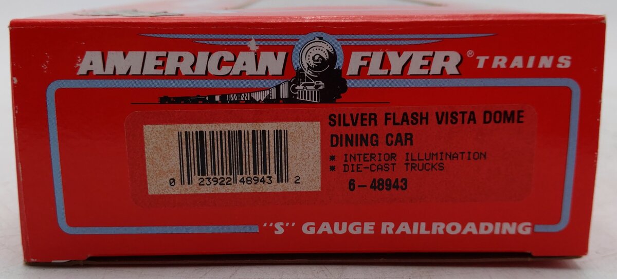 American Flyer 6-48943 S AFL Silver Flash Madison Vista Dome Dining Car VG/Box