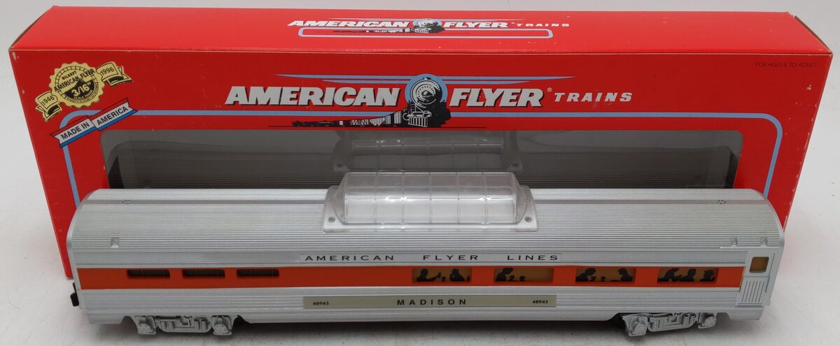 American Flyer 6-48943 S AFL Silver Flash Madison Vista Dome Dining Car VG/Box
