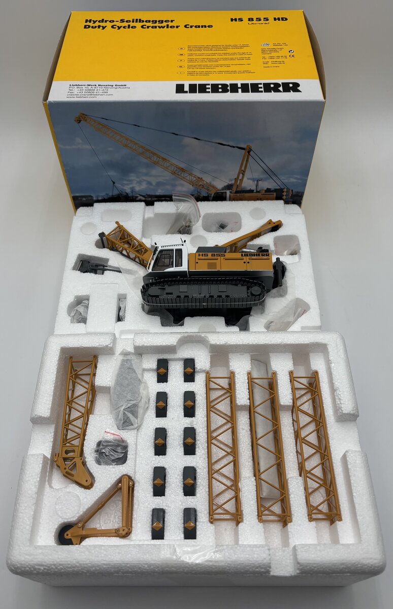 NZG 728 1:50 Liebherr HS855HD Duty-Cycle Crawler Crane with Drag Bucket LN/Box