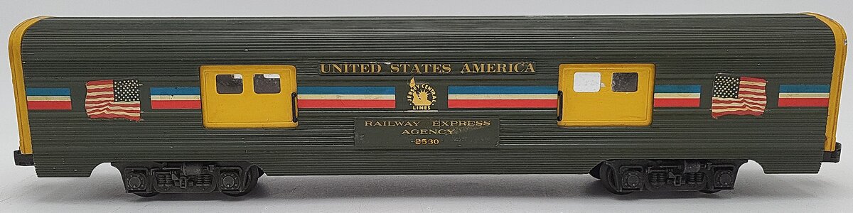 Lionel O Gauge Lionel Lines 2530 REA Aluminum Baggage Car Custom Painted