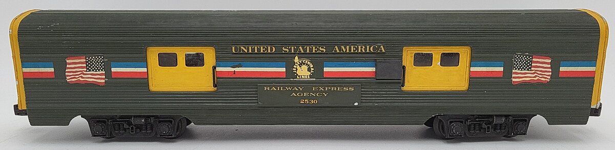 Lionel O Gauge Lionel Lines 2530 REA Aluminum Baggage Car Custom Painted