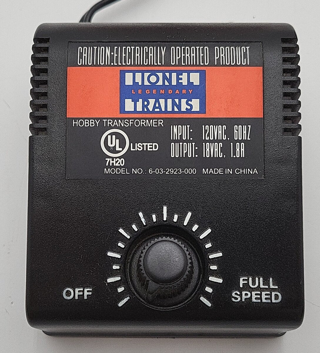 Lionel 6-32923 O 7H20 1.8 Amp Accessory Transformer w/Switch/Box