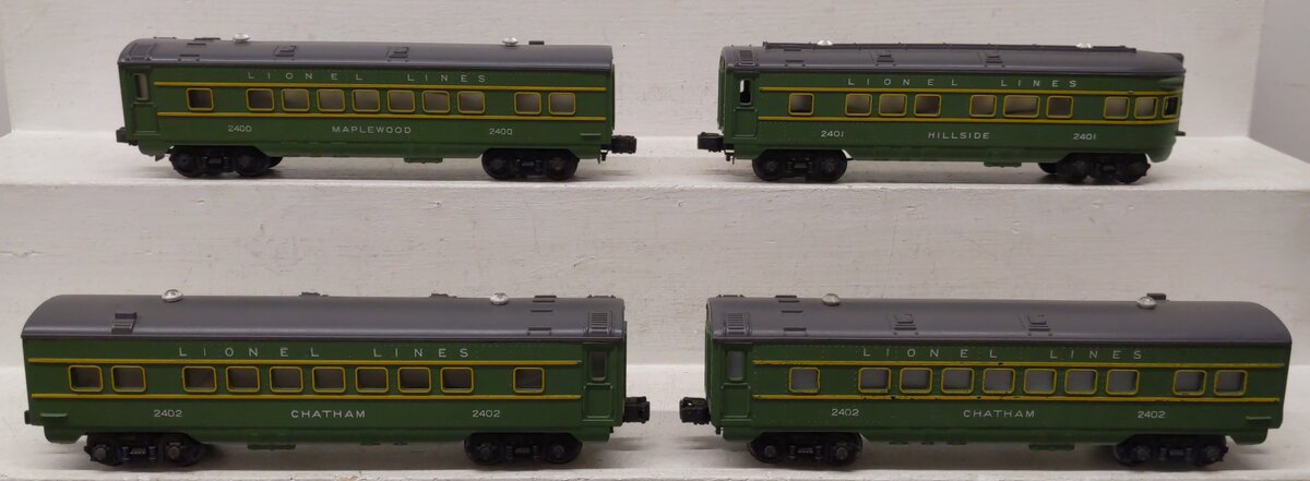 Lionel Vintage O Gauge Lionel Lines Passenger Cars: 2400, 2401, 2402, 2402 [4] EX