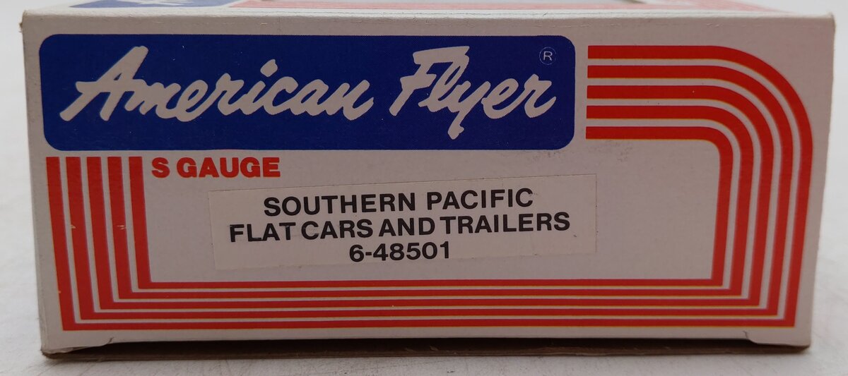 American Flyer 6-48501 S Gauge Southern Pacific Flatcar w/ Trailers EX/Box