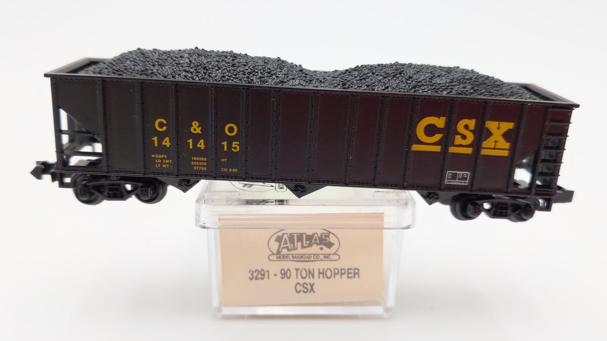 Atlas 3291 N Scale CSX "C&O" 90 Ton Hopper #141415 EX/Box