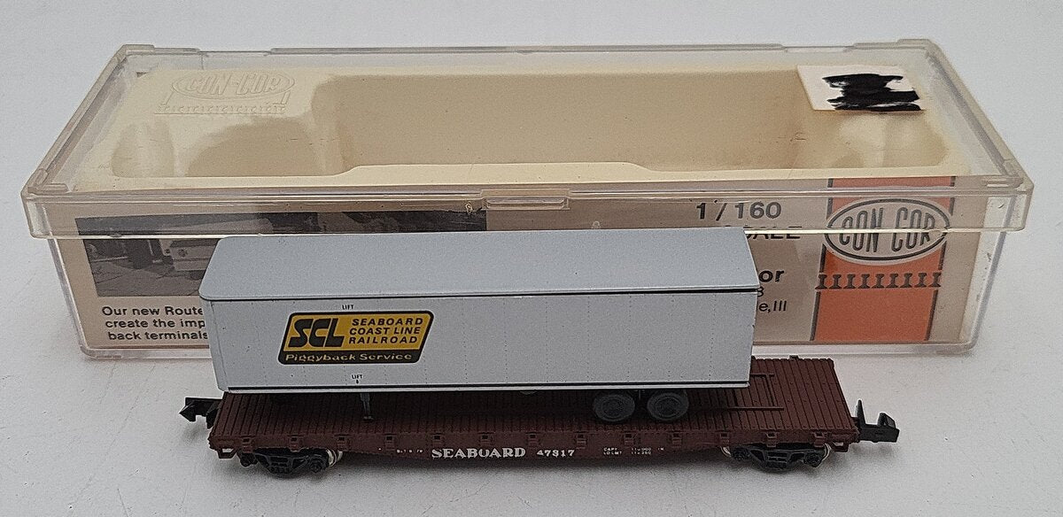 Con-Cor 0001-01205M N Seaboard Coastline 50' Flat w/Trailer #47317 EX/Box